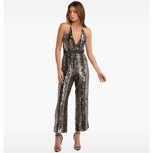 NWT Bardot Disco Jumpsuit in Gunmetal